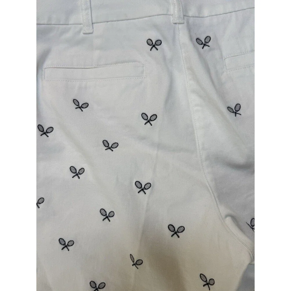 J. Crew White Embroidered Chino Shorts‎ WOMEN'S SZ 10 Tennis Preppy Country Club